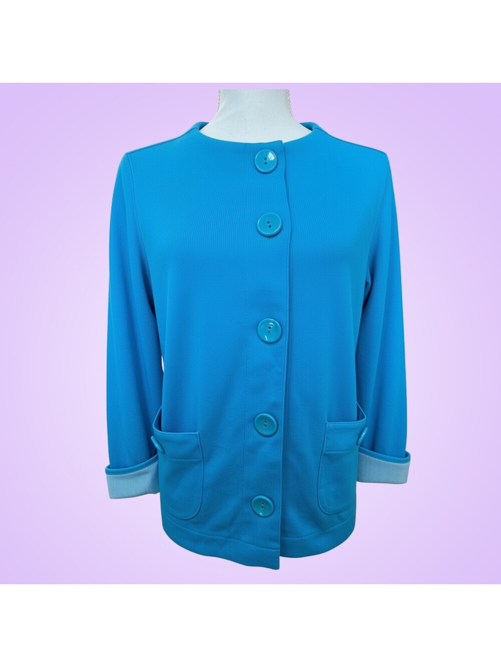 Liz Claiborne Women’s Medium Turquoise Blue Button Jacket Cardigan